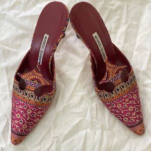Vintage Manolo Blahnik paisley paternal silk shoe